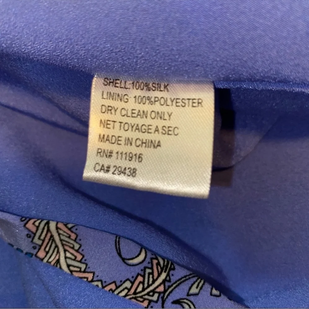 YUMI KIM Paisley Wrap Dress Silk Lavender Purple Pink Black Gold L 8 10 - Picture 7 of 11